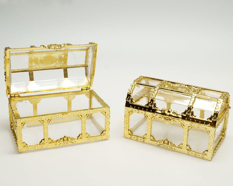 2.5" Gold Treasure Chest Gift Favor Box - Pack of 12