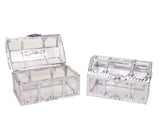 4" x2 3/4" x 2.5"  Inch Silver Treasure Chest Gift Favor Box - Pack of 12