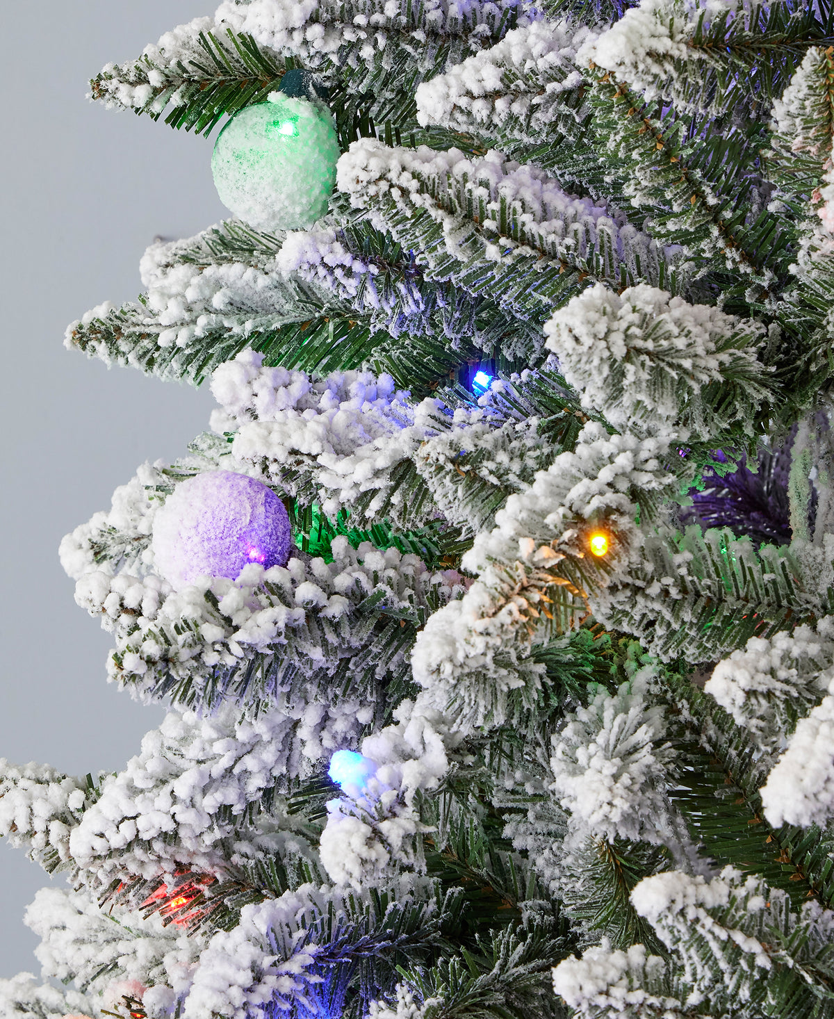 6' Slim Snow Kissed Pine Tree with 200 Multicolor LED Lights
