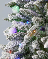6' Slim Snow Kissed Pine Tree with 200 Multicolor LED Lights