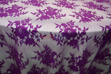 Chantilly Lace Polyester Fabric - Floral Embroidery, Sheer Mesh, 52" Width (1 Yard)