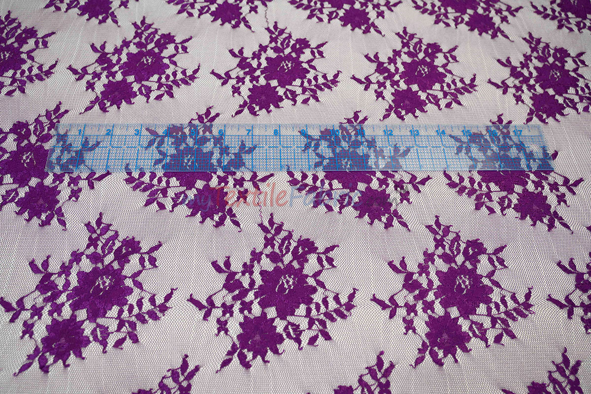 Chantilly Lace Polyester Fabric - Floral Embroidery, Sheer Mesh, 52" Width (1 Yard)