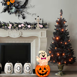 4 ft. Black Entrance Tree with String of Orange Lights