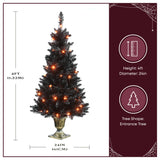 4 ft. Black Entrance Tree with String of Orange Lights