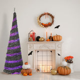 7.5 ft. Halloween Pre-Lit Black Tree with LED Lights