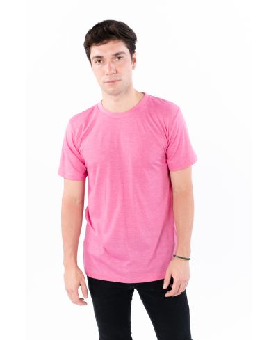 Lucky Blessed Life 3142P Polyester Cotton Fabric - Heather Pink, Sublimation T-Shirt, 4.2 Oz, Side Seam, Ribbed Neck (1 Piece)