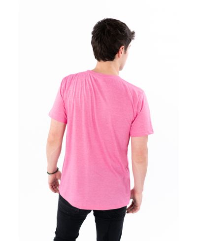 Lucky Blessed Life 3142P Polyester Cotton Fabric - Heather Pink, Sublimation T-Shirt, 4.2 Oz, Side Seam, Ribbed Neck (1 Piece)