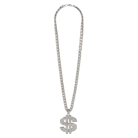 Dollar Sign Necklace Silver 30" (1 DZ)
