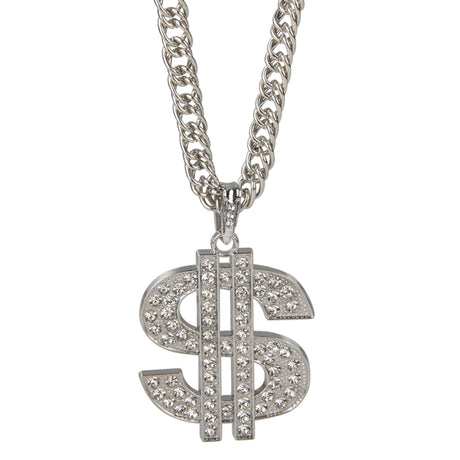 Dollar Sign Necklace Silver 30" (1 DZ)
