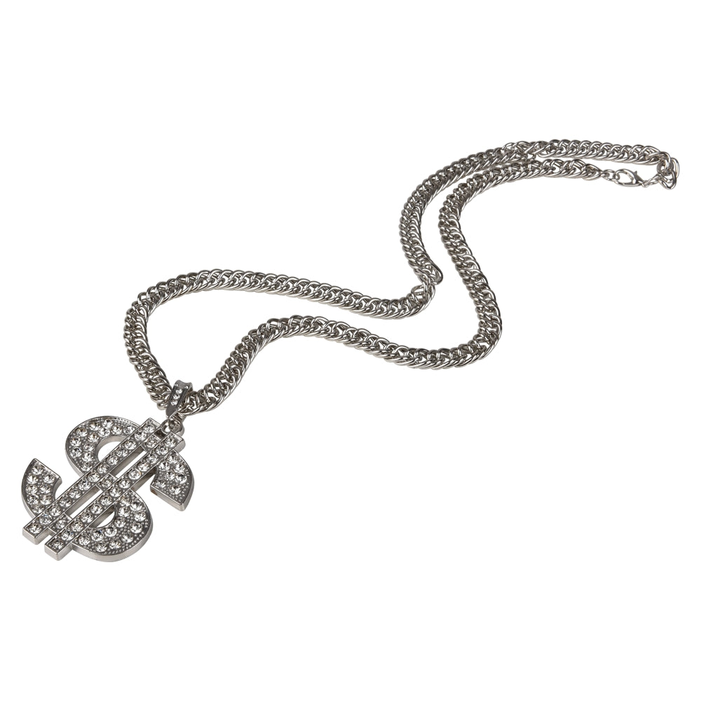 Dollar Sign Necklace Silver 30" (1 DZ)