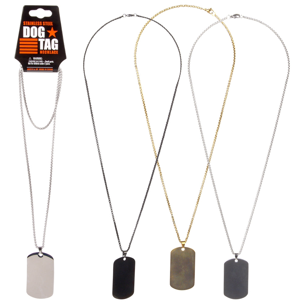 Stainless Steel Dog Tag Necklace (1 DZ)