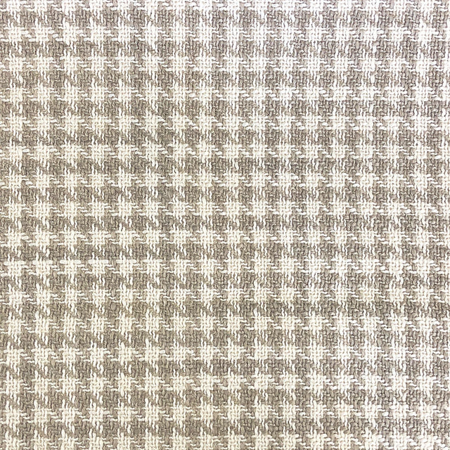 Jonah Houndstooth Linen Look Polyester Acrylic Wool Fabric - Beige, Gray, Black Houndstooth, 57" Width (1 Yard)