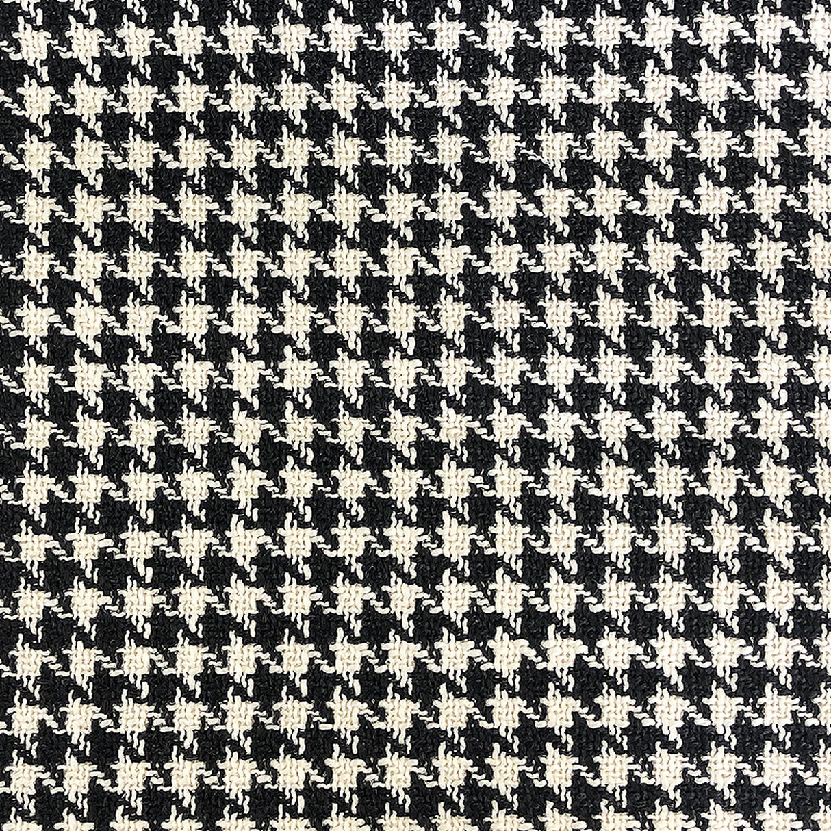 Jonah Houndstooth Linen Look Polyester Acrylic Wool Fabric - Beige, Gray, Black Houndstooth, 57" Width (1 Yard)