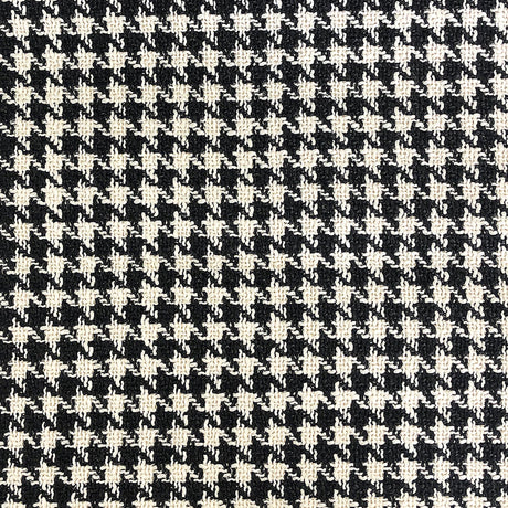 Jonah Houndstooth Linen Look Polyester Acrylic Wool Fabric - Beige, Gray, Black Houndstooth, 57" Width (1 Yard)