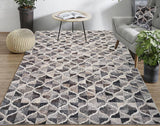 Joy Collection Polyester Printed Rug - Geometric Patch Work, Contemporary Earth Tones (5' X 7')