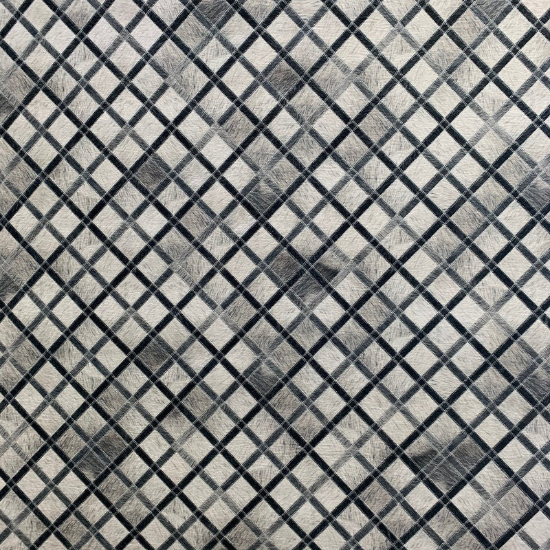 Vegan Diamond Patchwork Polyester Fabric - Gray Black Faux Hide Cowhide, Diamond Patchwork, 10' X 13' (1 Piece)