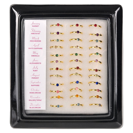 Birthstone Rings With Display Stand (1 DZ)