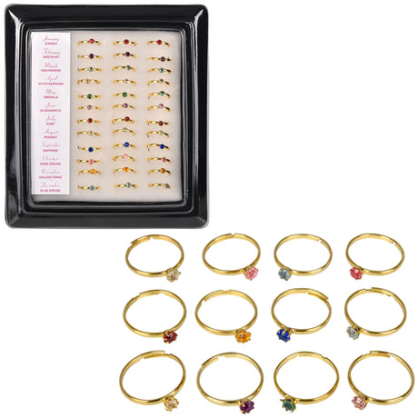 Birthstone Rings With Display Stand (1 DZ)