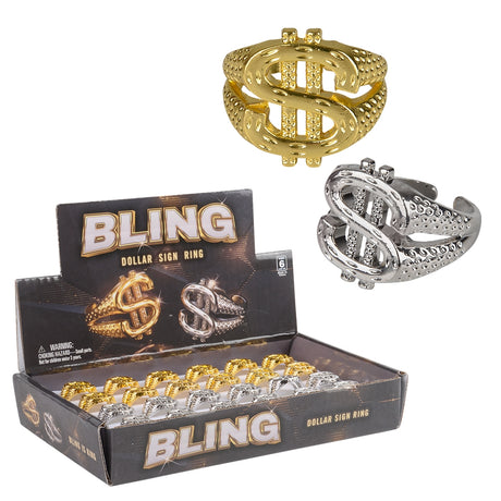 Bling Dollar Sign Ring (24 Pc Display)