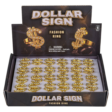Dollar Sign Ring 1.25" (24 Pc Display)