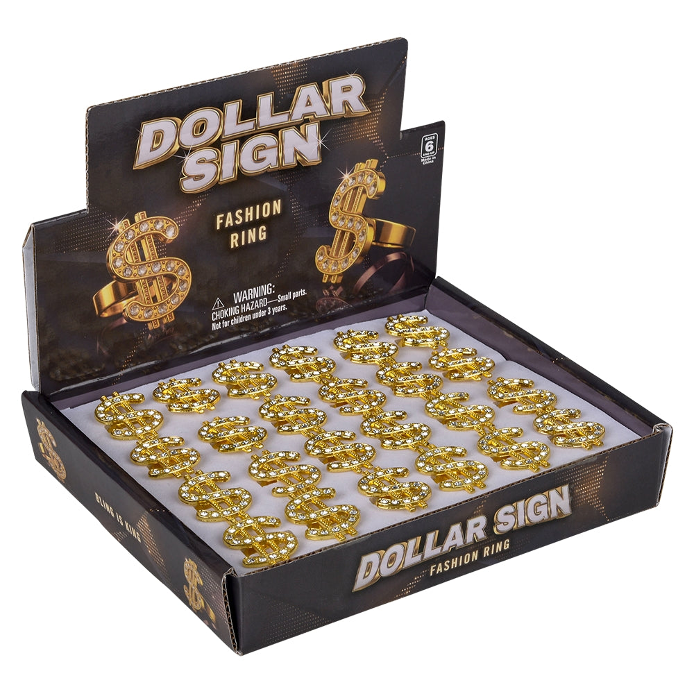 Dollar Sign Ring 1.25" (24 Pc Display)