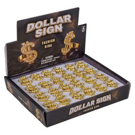 Dollar Sign Ring 1.25" (24 Pc Display)
