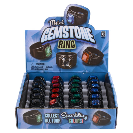 Metal Gemstone Rings (24 Pc Display)