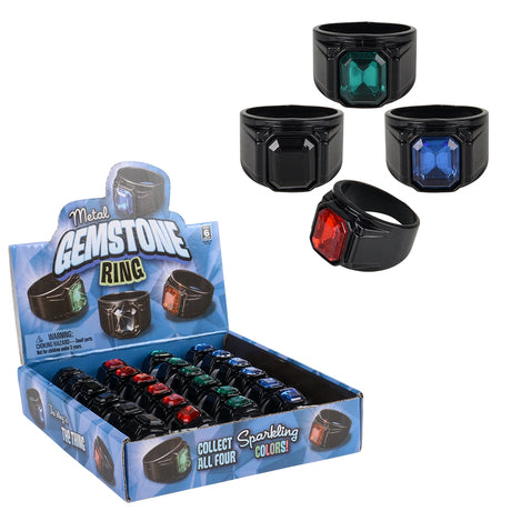 Metal Gemstone Rings (24 Pc Display)