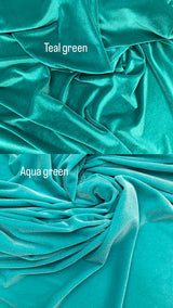 Teal Green Stretch Velvet Fabric - Teal Green, 58"-60" Width