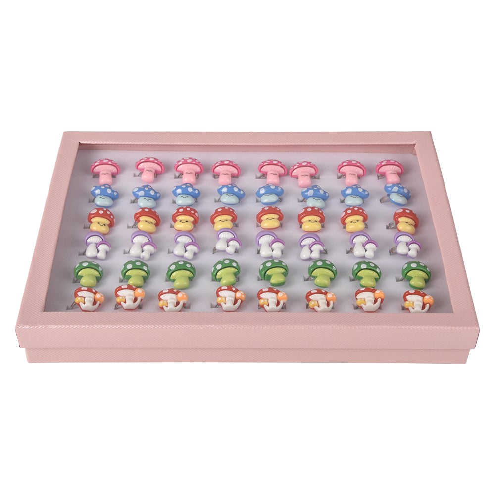 Mushroom Rings 1" Assorted Plastic Rings (48 Pc Box)