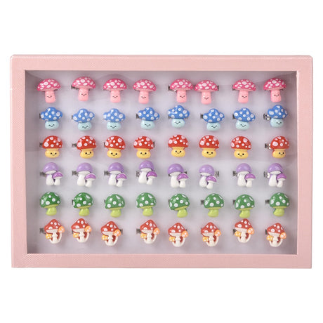 Mushroom Rings 1" Assorted Plastic Rings (48 Pc Box)