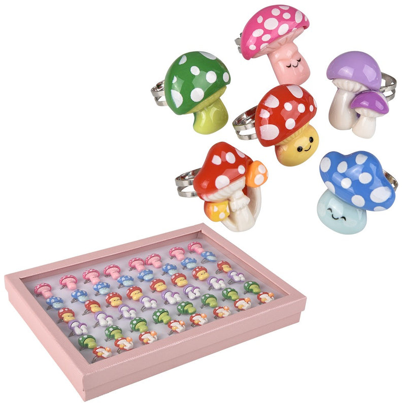 Mushroom Rings 1" Assorted Plastic Rings (48 Pc Box)