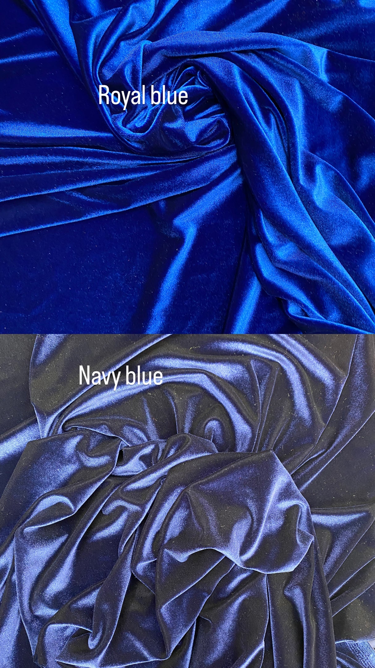 Navy Stretch Velvet Fabric - Navy, 58"-60" Width (1 Yard)