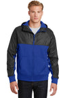 DISCONTINUED Sport-Tek® Embossed Hybrid Full-Zip Hooded Jacket.