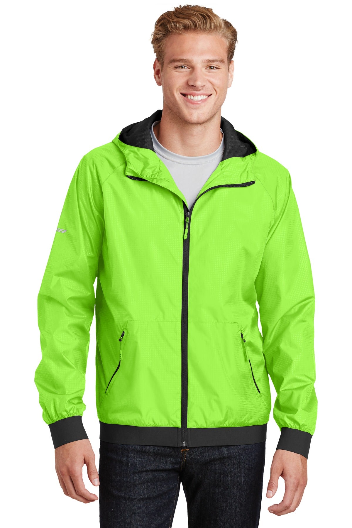 Sport-Tek® Embossed Hooded Wind Jacket