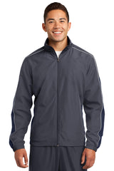 DISCONTINUED Sport-Tek® Piped Colorblock Wind Jacket.