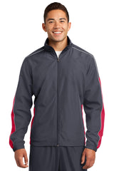 DISCONTINUED Sport-Tek® Piped Colorblock Wind Jacket.