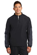 Camiseta cortavientos colorblock con ribete y cremallera 1/4 Sport-Tek®.