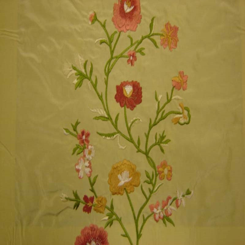 Juliet Floral Embroidered Silk Fabric - Biscuit, Bluebell, Sage, Wine, Spice, 54" Width (1 Yard)