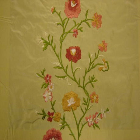 Juliet Floral Embroidered Silk Fabric - Biscuit, Bluebell, Sage, Wine, Spice, 54" Width (1 Yard)