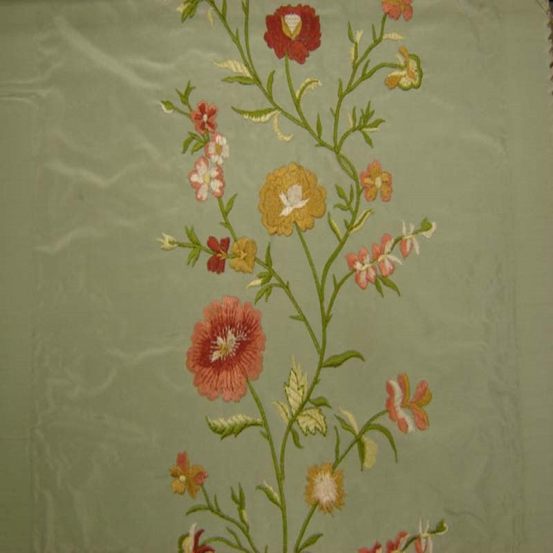 Juliet Floral Embroidered Silk Fabric - Biscuit, Bluebell, Sage, Wine, Spice, 54" Width (1 Yard)