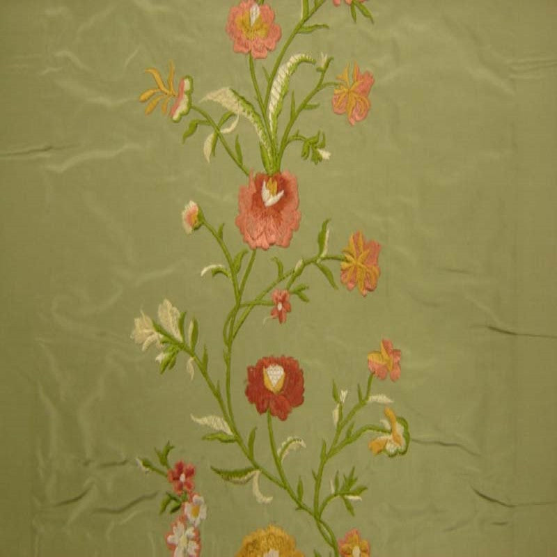 Juliet Floral Embroidered Silk Fabric - Biscuit, Bluebell, Sage, Wine, Spice, 54" Width (1 Yard)