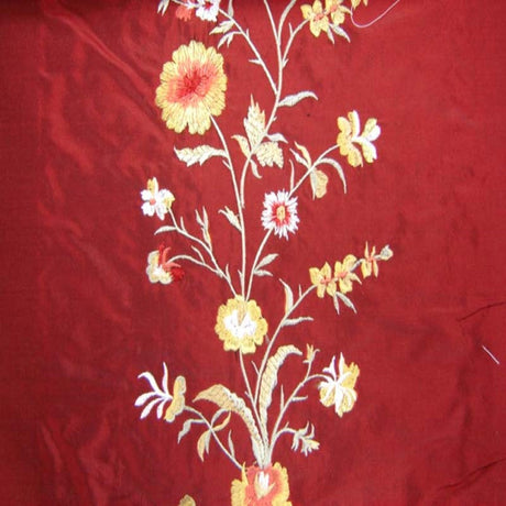 Juliet Floral Embroidered Silk Fabric - Biscuit, Bluebell, Sage, Wine, Spice, 54" Width (1 Yard)
