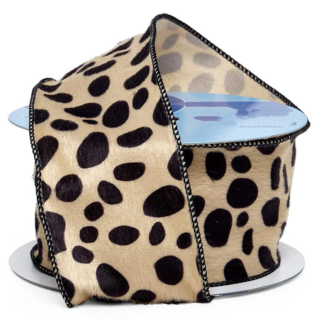 Animal Print Wired Ribbon 2 1/2 '' X 10 yd Leopard Print On Faux Fur Color 1 / roll