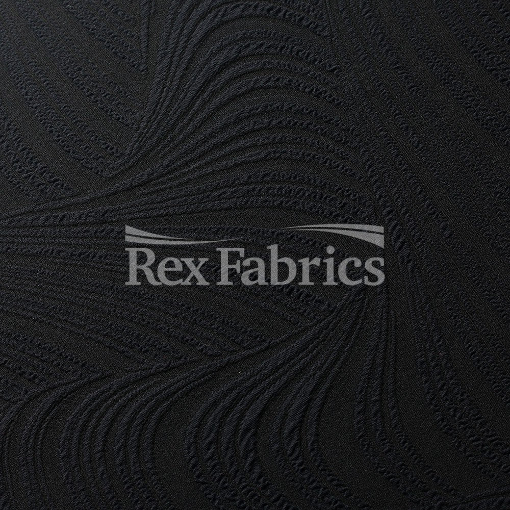 Jacquard Wave Nylon Polyester Spandex Fabric - Multiple Colors, Wave Jacquard Texture, 61" Width (1 Yard)