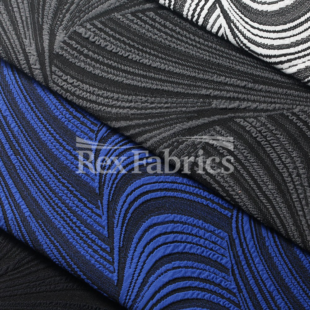 Jacquard Wave Nylon Polyester Spandex Fabric - Multiple Colors, Wave Jacquard Texture, 61" Width (1 Yard)