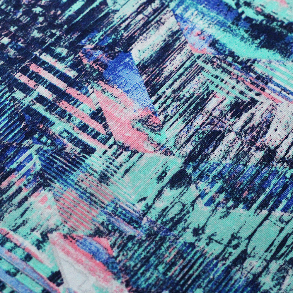 Vertical Edge Nylon Spandex Fabric - Jade/Multi Geometric Print, 58/60" Width (1 Yard)