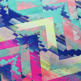 Framework Nylon Spandex Fabric - Jade And Pink Multicolor Chevron Zigzag, 58/60" Width (1 Yard)