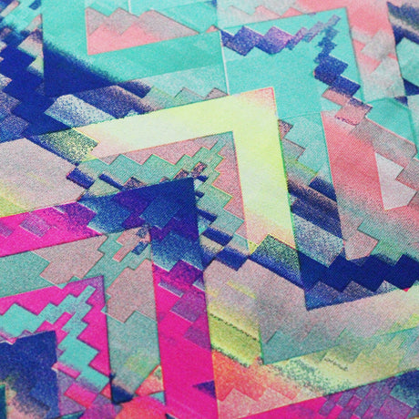 Framework Nylon Spandex Fabric - Jade And Pink Multicolor Chevron Zigzag, 58/60" Width (1 Yard)