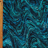 Athletic Swimsuit Knit Fabric Jaguar Pebble Waves Blue/Green